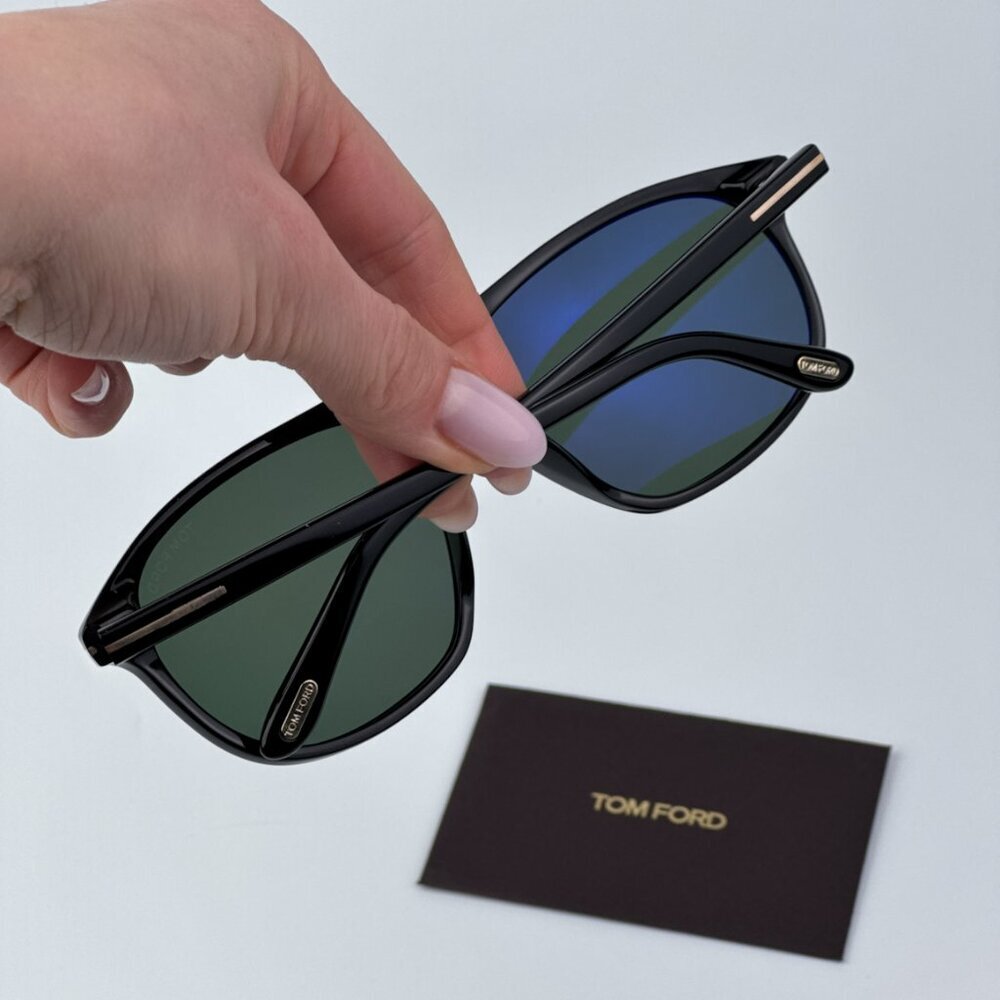 Tom Ford Men Black Green Polarized BRAND NEW Sunglasses PRESCOTT FT1027 01R - Picture 2 of 12